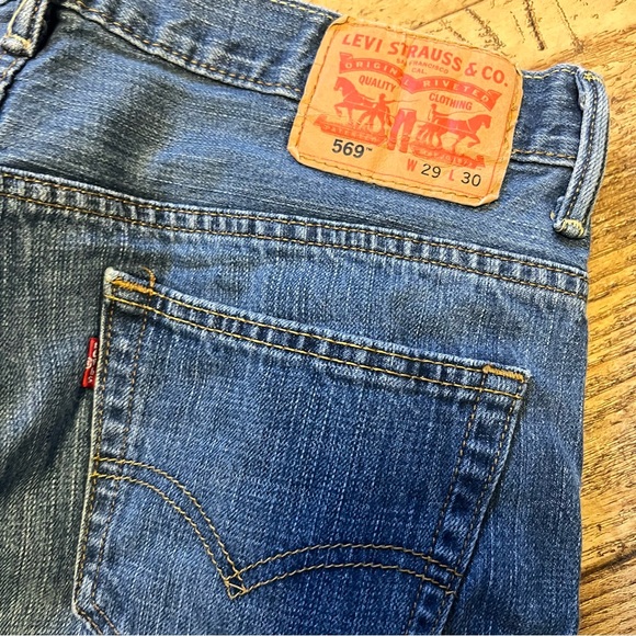 Levis 569 Mens Jeans 39X30 Loose Baggy Straight Blue Cotton Mid Rise Denim Roomy - Picture 7 of 11